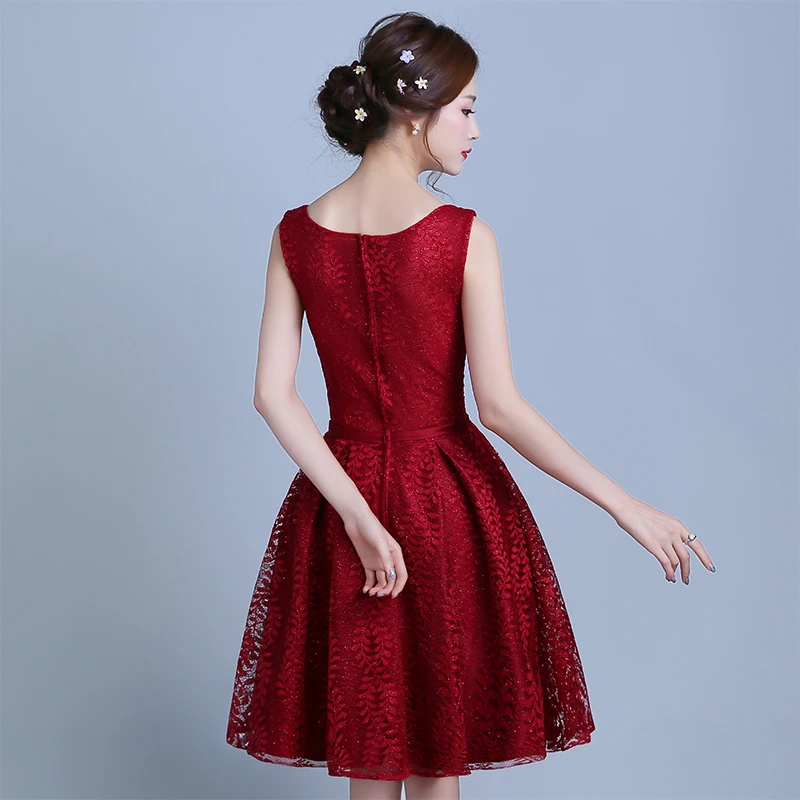 Robe de Cocktail бордовые кружевные коктейльные платья с аппликацией 2016 короткое