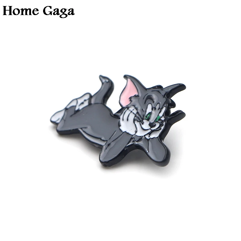 Homegaga Значки для галстука из цинкового сплава с кошкой и мышкой, для одежды, рюкзака, броши для обуви, значки, медали, украшения D1515