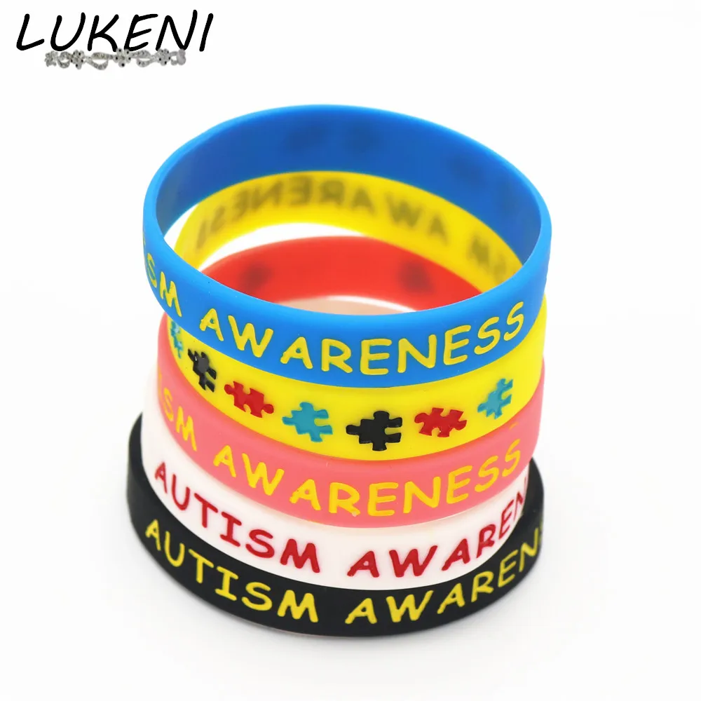 LUKENI 1 шт Красочный аутизм головоломка осознания силиконовый Браслеты &amp Bangles