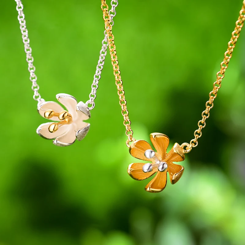 Женский кулон Свежий Цветущий цветок Lotus Fun изящное дизайнерское ожерелье