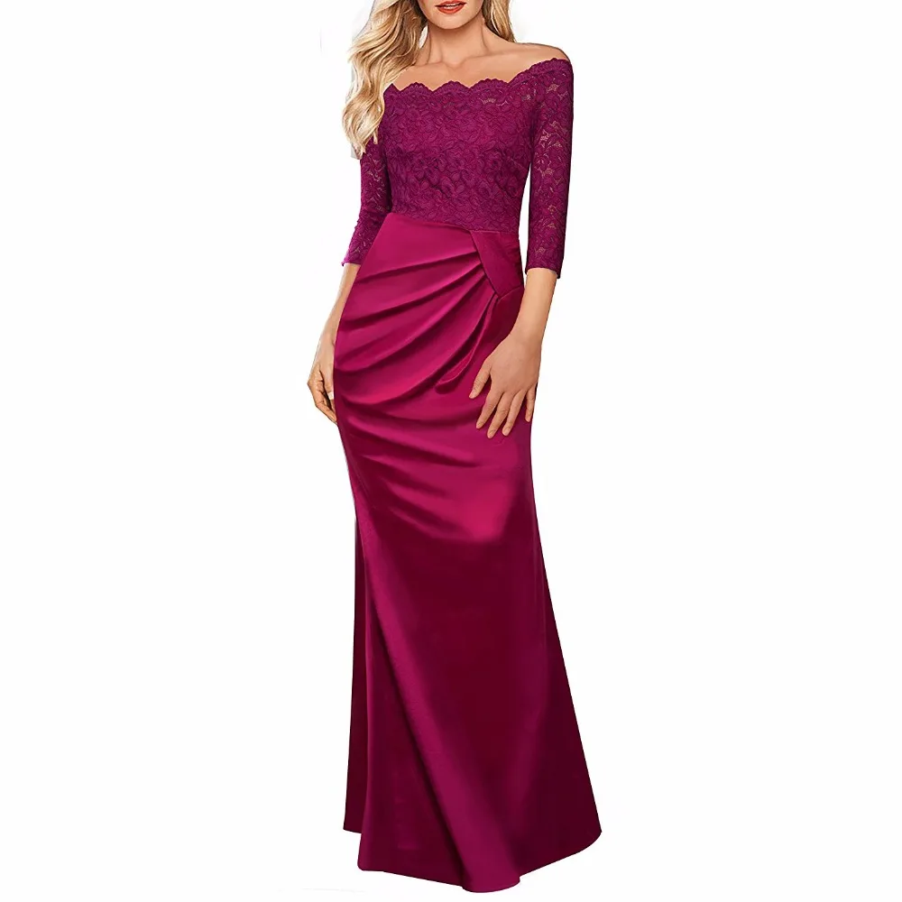 Женское винтажное вечернее платье макси длинное атласное с цветочным кружевом