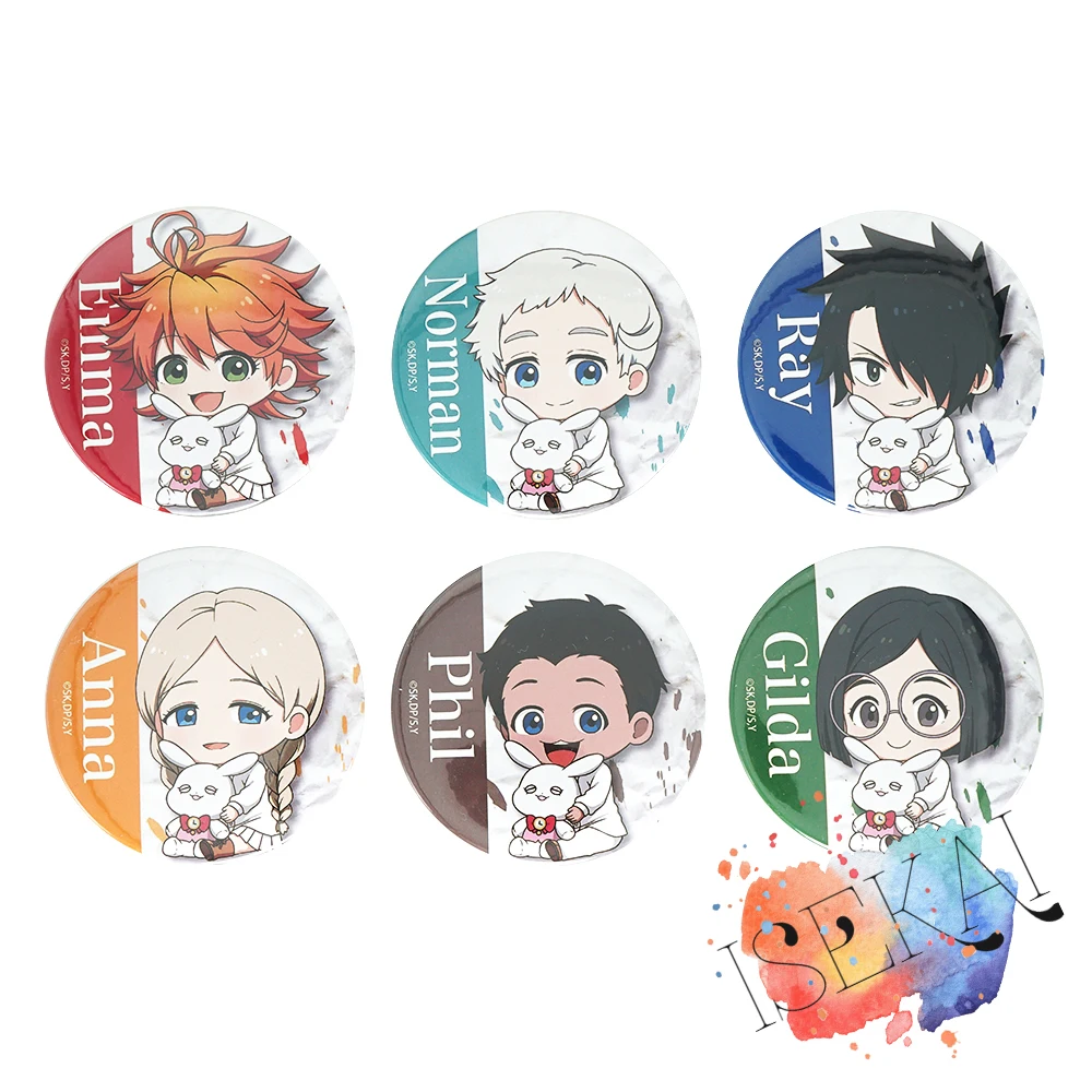 The Promised Neverland Anime Metal Badge Emma Norman Ray Anna Phil Gilda Kawaii Cute Brooch Pins | Украшения и аксессуары