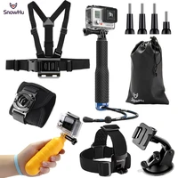 snowhu for gopro accessories set for go pro hero 9 8 7 6 5 kit 3 way selfie stick for eken h8r for yi 4k sport camera gs72