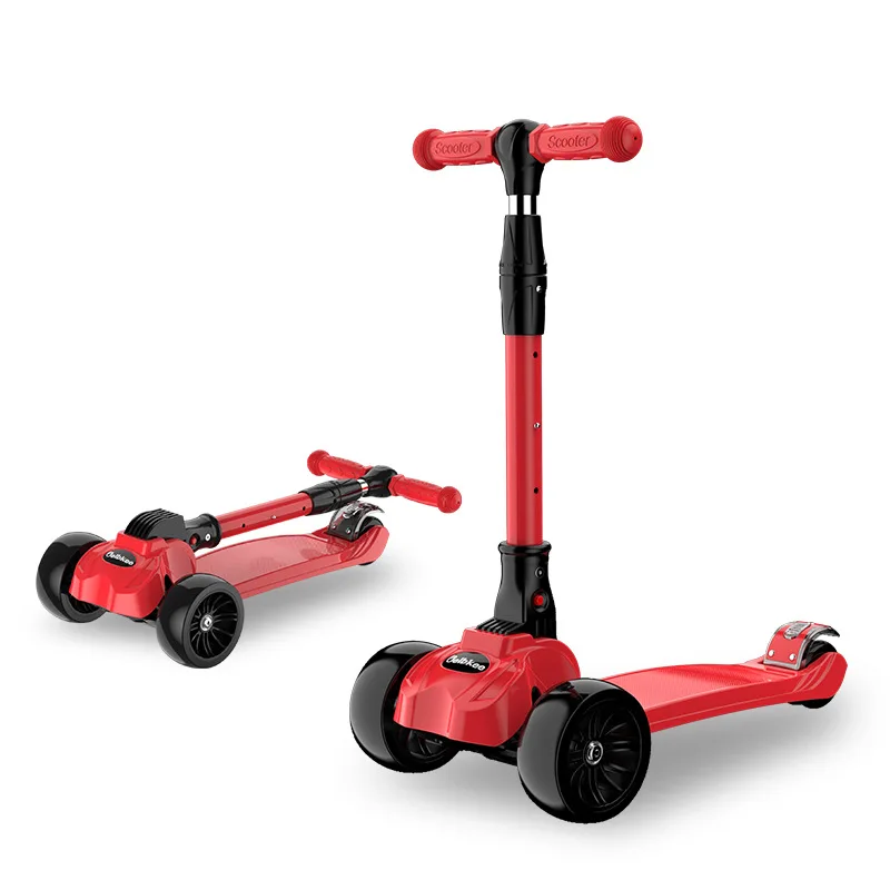red-without seat Детские фонари скутера складной трехколесный скутер Регулируемая высота три колеса скейтборда 3 в 1 с сиденьем - Цвет: red-without seat
