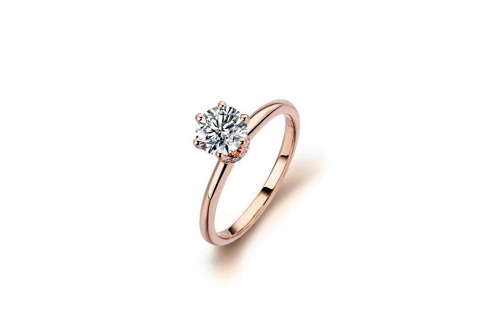 

18k Rose Gold EF Color 6.5mm 1ct Round Brilliant cut moissanites Ring Moissanite Jewelry Engagement Ring For Women gift