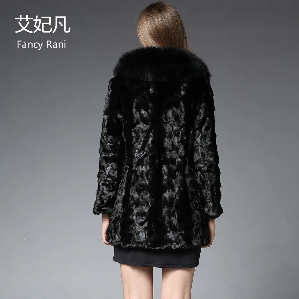 Новинка Норковое Пальто из настоящего меха воротник лисьего Женская мода 2018
