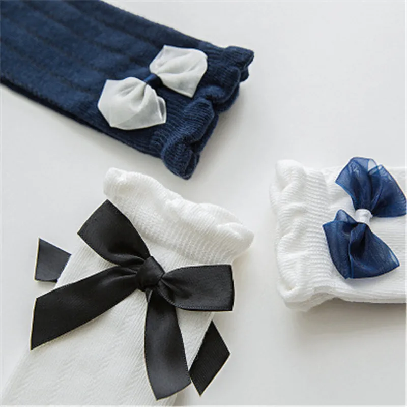 2019 летние носочки для девочки колено высокие носки принцессы с бантами Милые