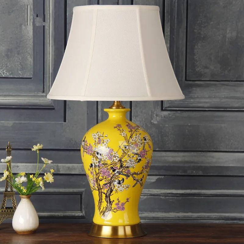 Китайская антикварная Винтажная настольная лампа для гостиной фарфоровая