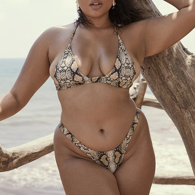 BerryGo сексуальный купальник на бретельках змеиный принт бикини женский микро пуш