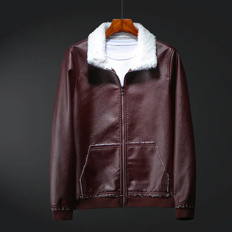 Осенне зимняя мужская Кожаная Куртка Jaqueta Masculina кожаная куртка на меху из толстой
