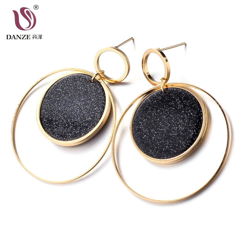 DANZE Simple Fashion Gold Color Geometric Big Round Earrings for Women Hollow Crystals Drop Jewelry 5 | Украшения и аксессуары