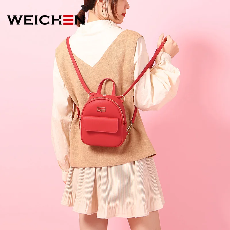 WEICHEN брендовый Дизайнерский Модный мини рюкзак женский кожаный