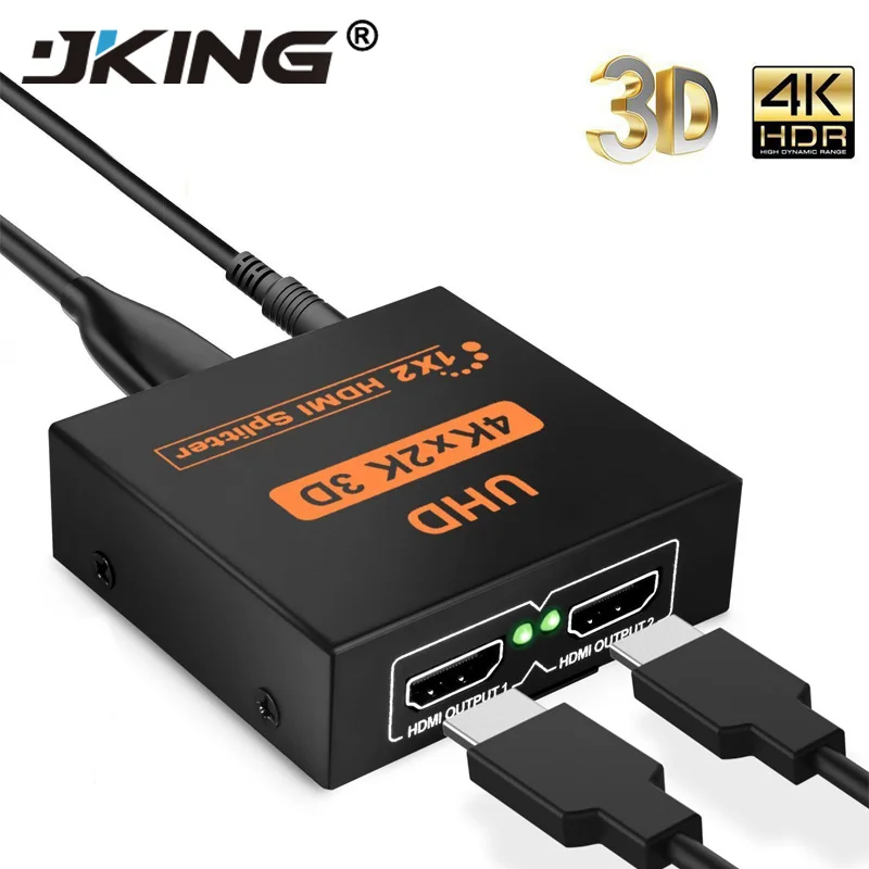 JKING HDCP UHD 3D 4K*2K Full HD 1080p HDMI Splitter 1X2 1X4 Port Hub Repeater Amplifier |
