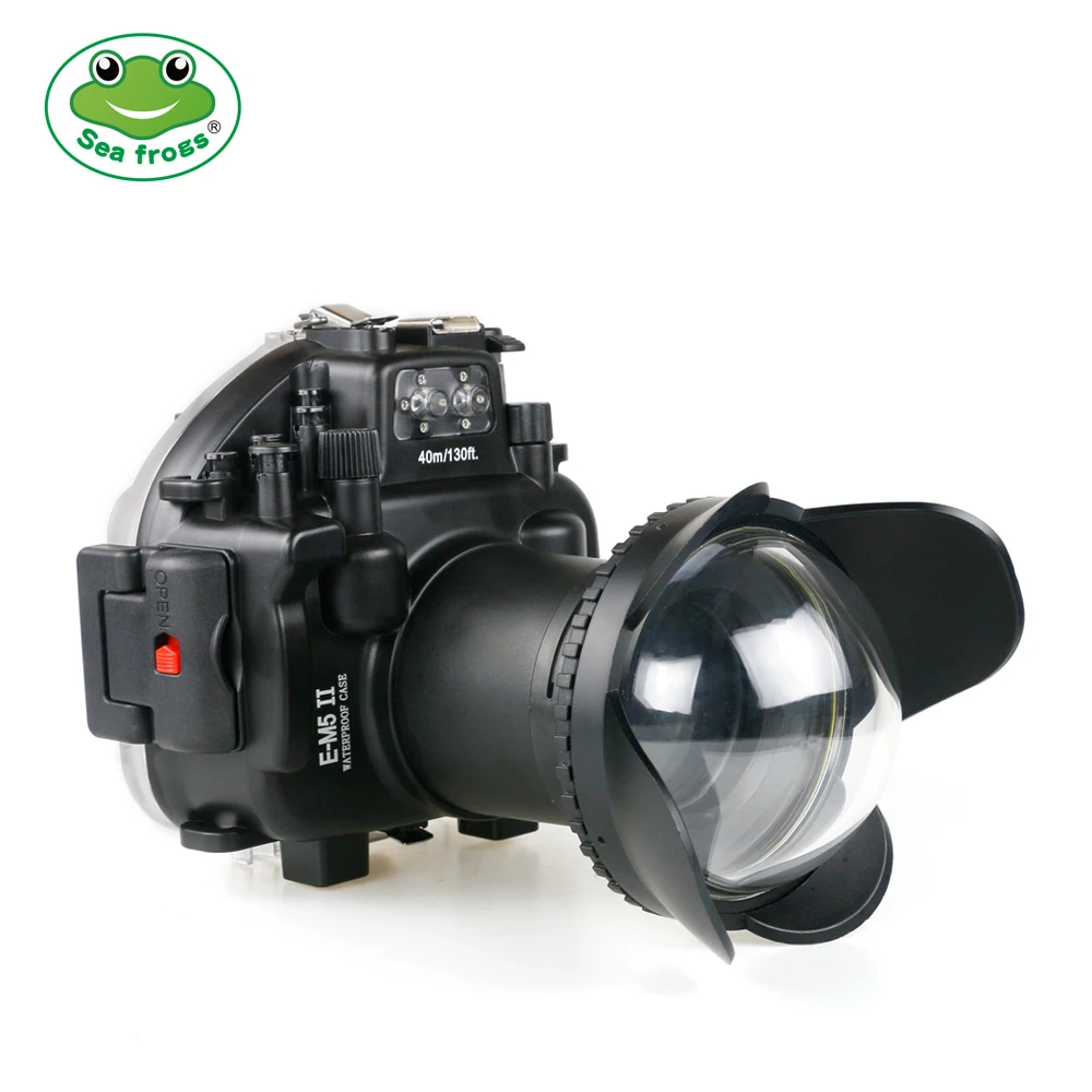 値段 Seafrogs 40 メートル 130ft 水中防水ハウジングケースオリンパス E-M5 マーク II サポート 12-50 ミリメートルレンズトレイと魚眼レンズ