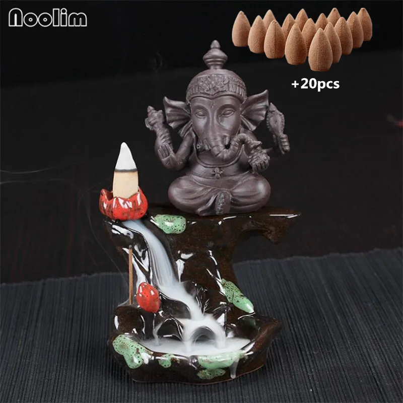 Индийский Будда Ганеша обратная ладана горелка слон Бог эмблема благоприятный