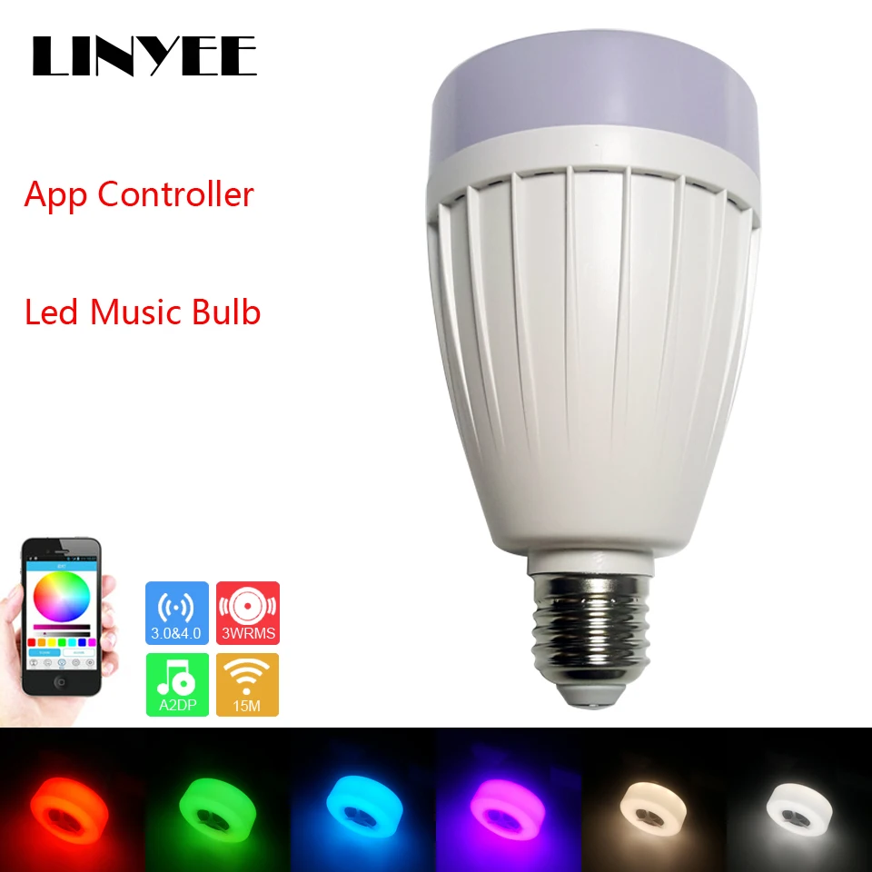 Новый мобильный телефон App контроллер E27 Smart RGB RGBW Беспроводной Bluetooth динамик лампа