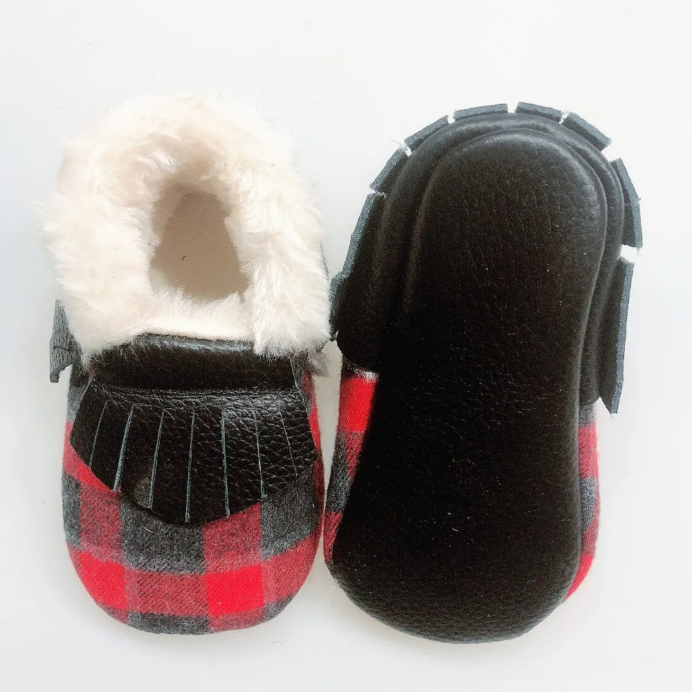 

Warm Plush Winter Baby Shoes Floral Genuine Leather Moccasins Soft fleece Crib Shoes Firstwalkers Baby Newborn Girl Boy Shoes