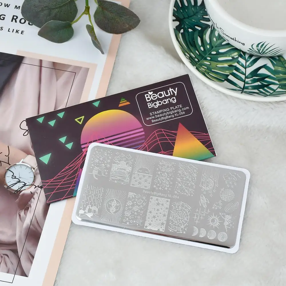 BeautyBigBang пластины для стемпинга ногтей 1 шт. звезда шаблон серии ногтей пластина прямоугольный трафарет штамп для ногтей BBB XL-054