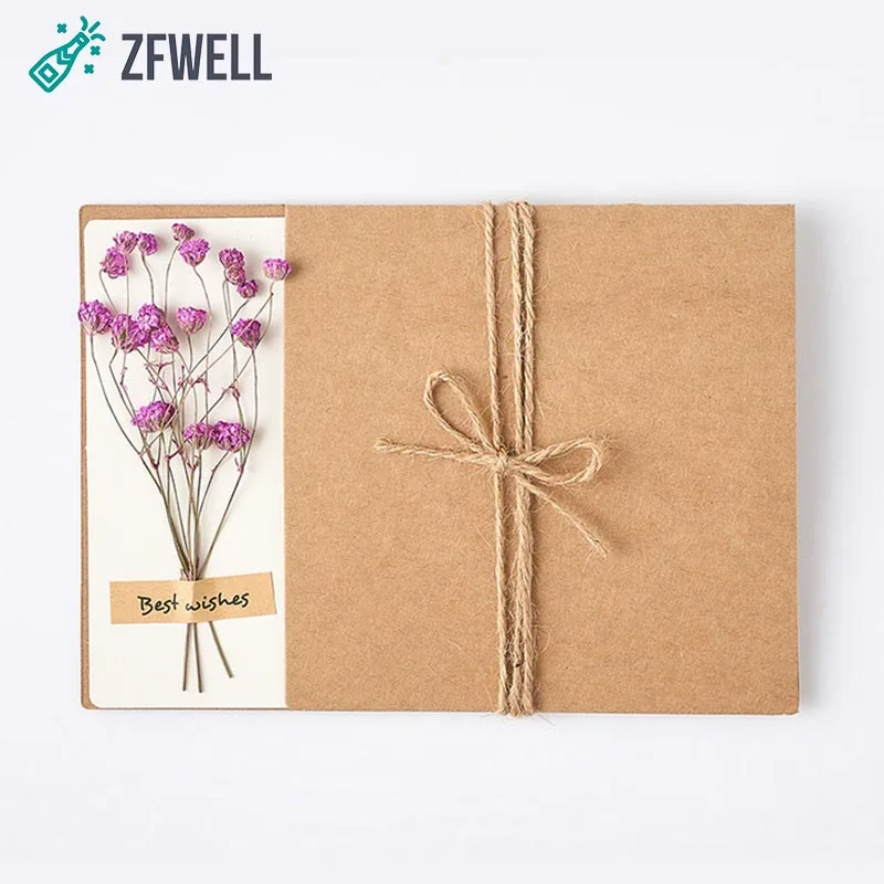 4 Zfwell 1 шт. оберточная бумага в винтажном стиле засушенные цветы поздравительная открытка «сделай сам» на день рождения, на свадьбу, на праздник, подарок поздравительная и пригласительная открытка supplies8 - Цвет: 4