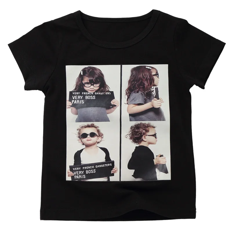 

New summer children's clothing children's clothes 2019 short-sleeved printed headband boys and girls round neck T-shirt