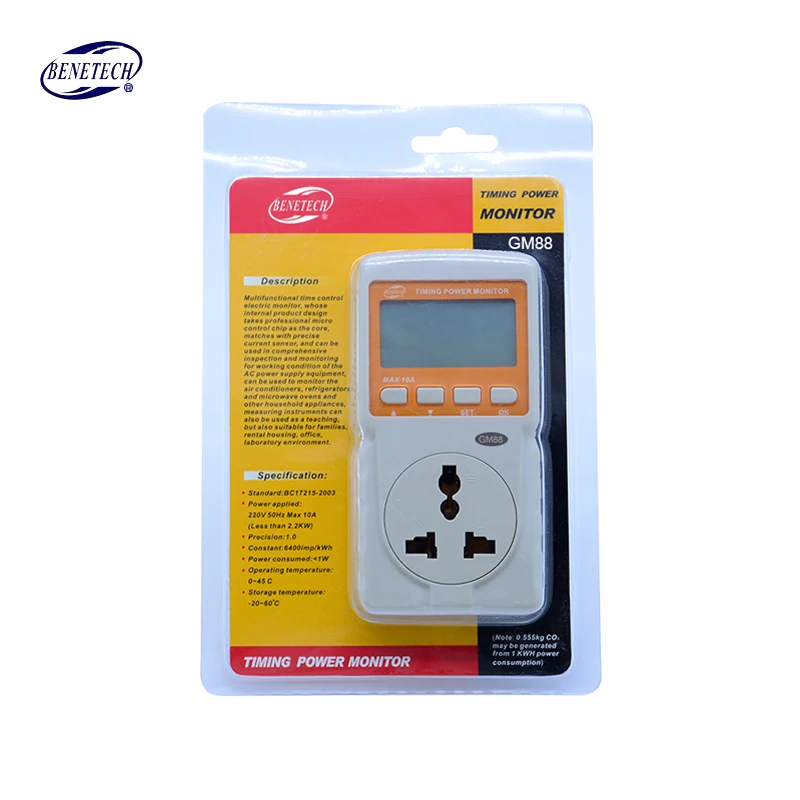 

BENETECH GM88 Intelligent Timing Power Monitor with Power supply:220V 50Hz Max 1A(within 2.2KW)