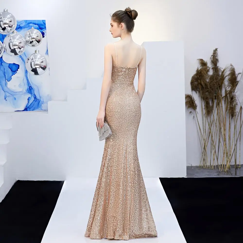 

Sladuo 2019 New Summer Women Luxury Sequined Celebrity Evening Party Dress Vestidos Sexy Champage Sleeveless Maxi Club Dresses
