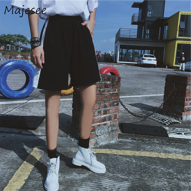 Harajuku Bf, корейский стиль, пара шорт, высокая талия, для школьников, для женщин, повседневные, свободные, для женщин, s, трендовые, одноцветные, с карманами, на каждый день
