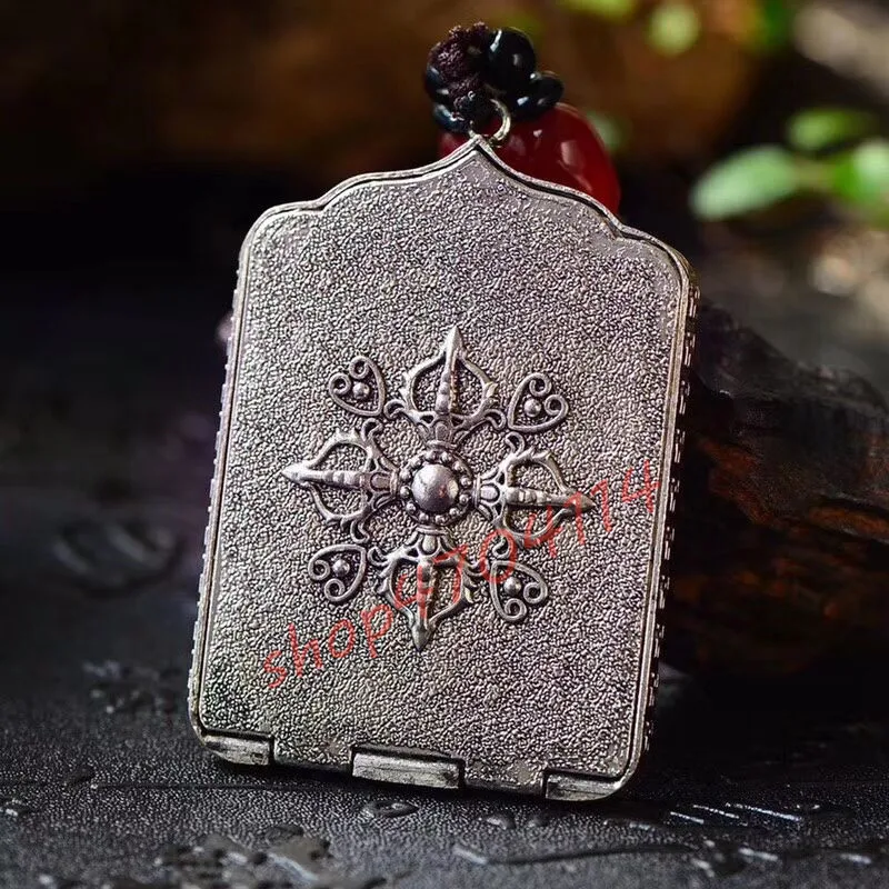 

100% Tibetan silver, pure hand-painted Thangka, Tibetan Buddhism, immeasurable longevity Buddha Hanging Parts, handicraft