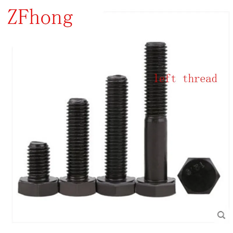 

10pcs DIN933 M6*10/12/16/20/25/30/40/50 Steel with black left thread hex bolts