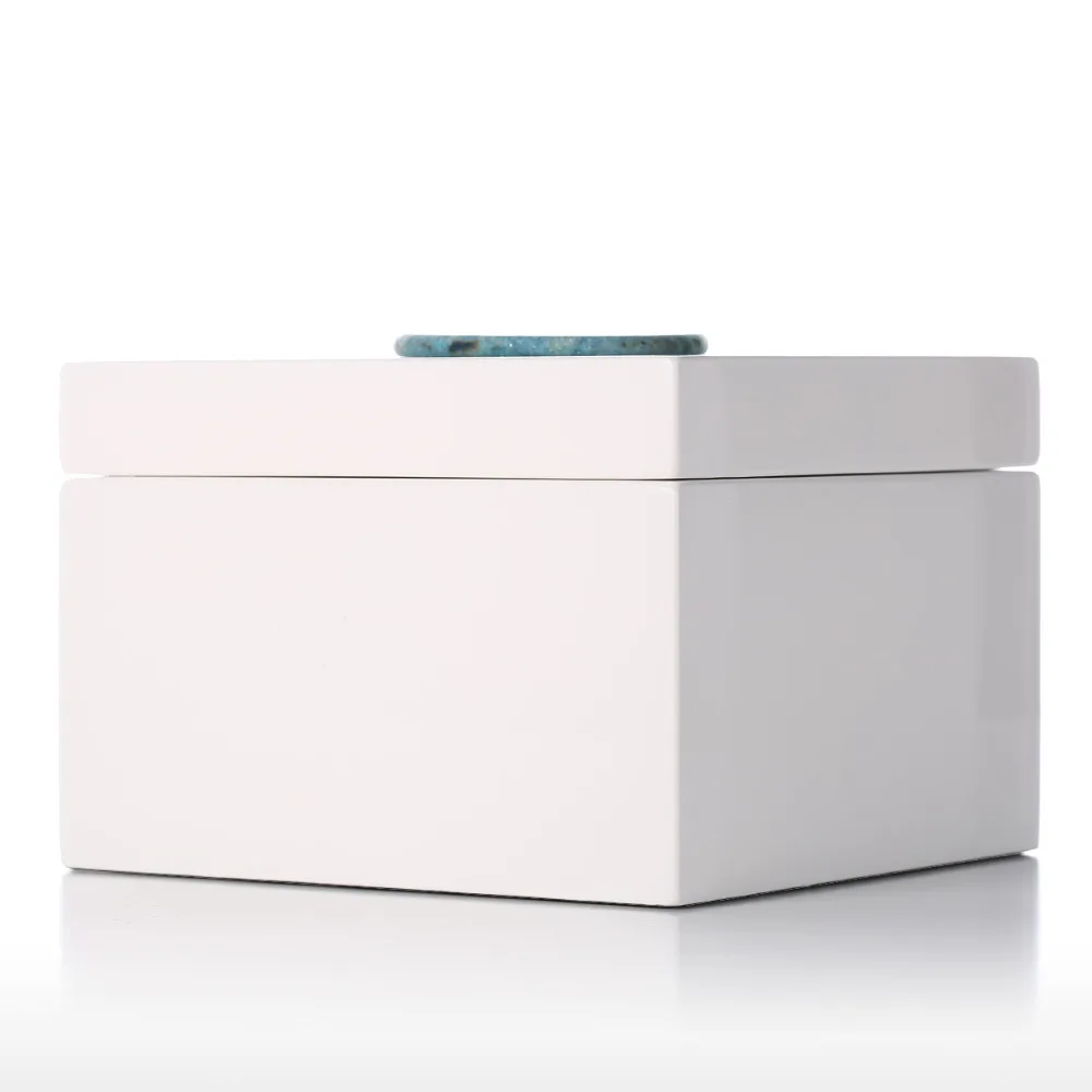 Tooarts прямоугольные украшения Box (синий агат) деревянное украшение кольцо ожерелье