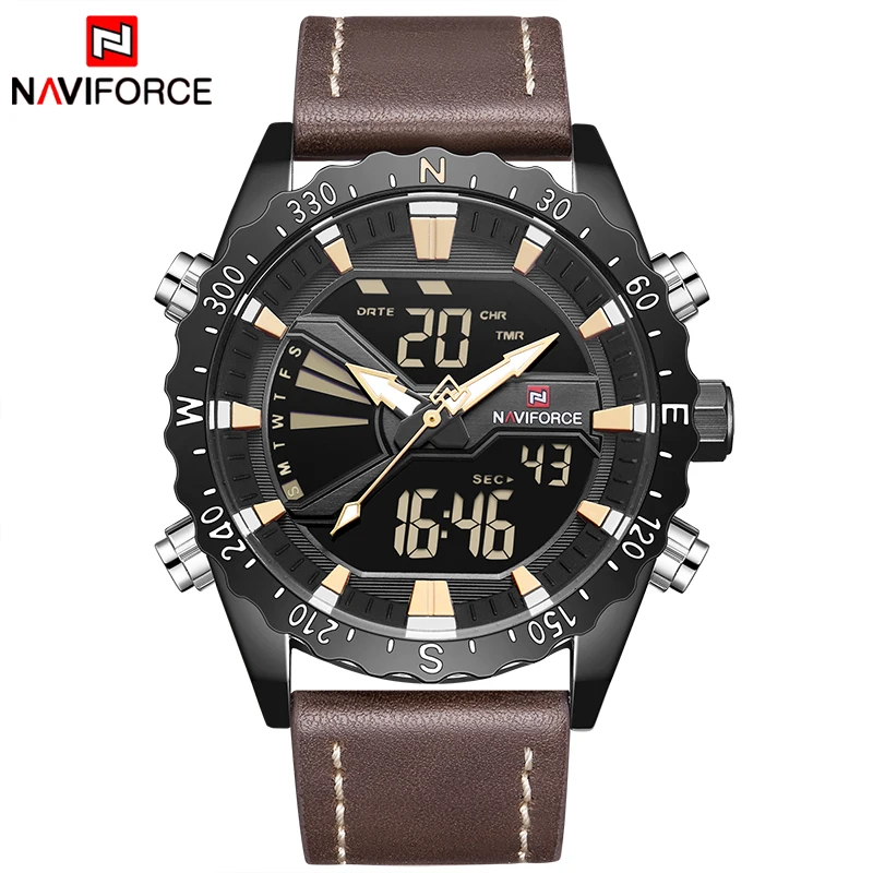Роскошный бренд NAVIFORCE мужские военные спортивные часы кварцевые аналоговые