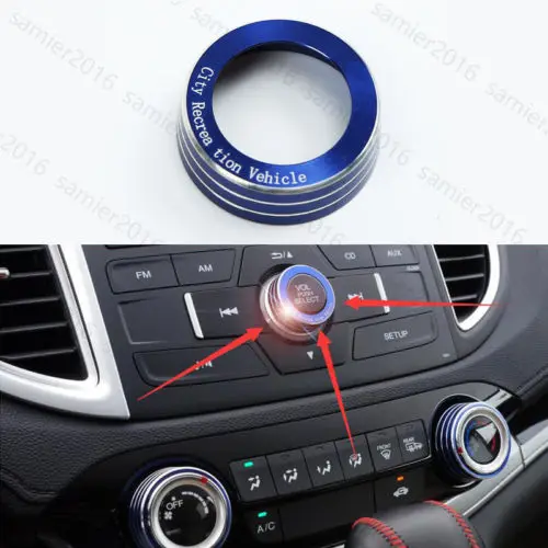 

Blue FIT For Honda CRV CR-V 12-2016 Alloy Center A/C Vol Button Trim Ring Cover