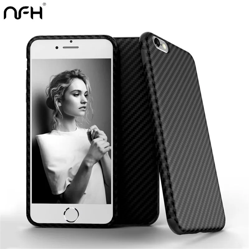 NFH Модный черный чехол из углеродного волокна для iPhone X 6 S мягкий силиконовый 5 5S SE s