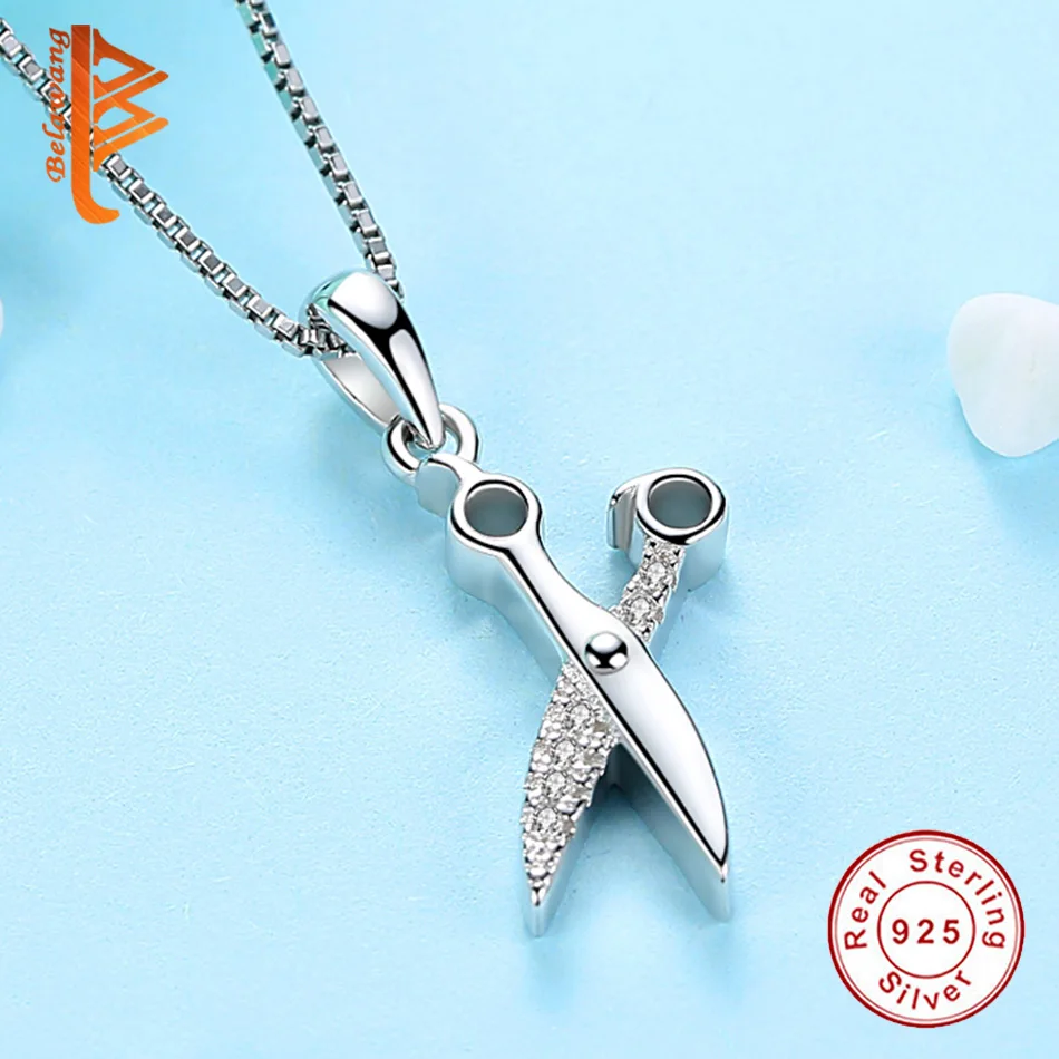 Женское Ожерелье цепочка из серебра 925 пробы|silver scissors|real 925scissor pendant |