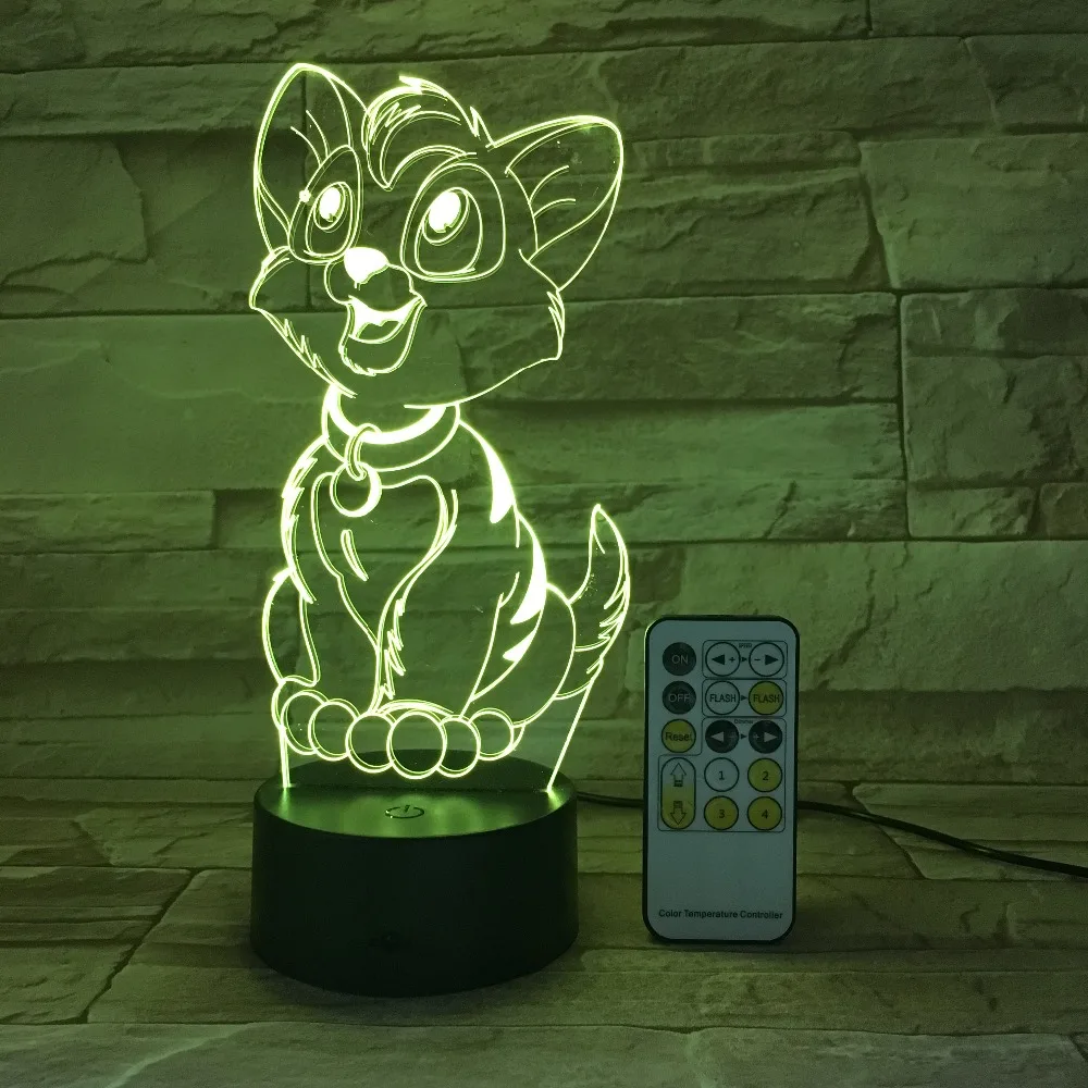 Мультяшная лампа для собак ночник 3D светодиодный USB сенсорный выключатель с