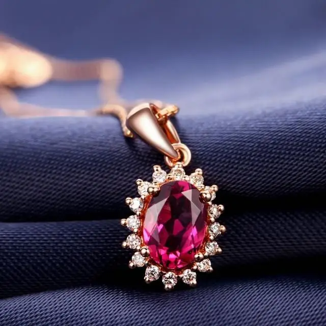 Женское Ожерелье из 18-каратного золота с красным турмалином и южноафриканскими