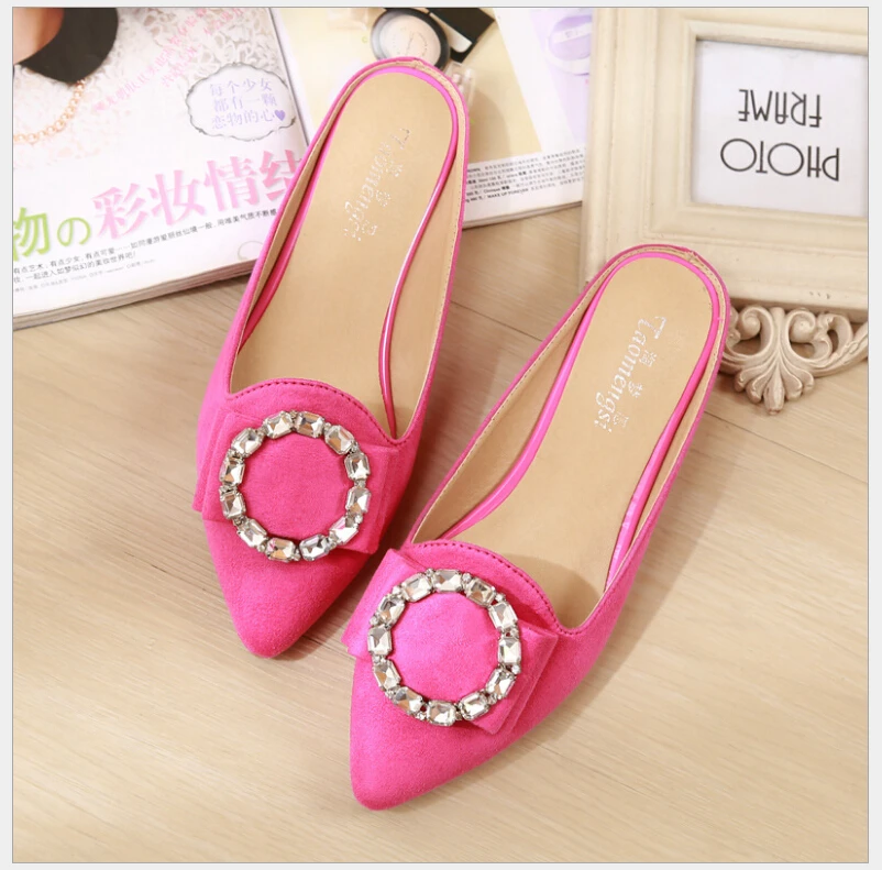 33-43 Big Yards For Women's Shoes Summer 2021 Diamond Cool Slippers Female Flat Baotou Lazy Leopard Slippers Single Shoes