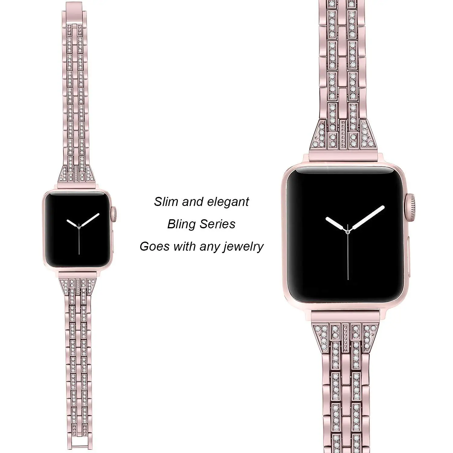 Ремешок из нержавеющей стали с бриллиантами для Apple Watch 38 мм 42 40 44 женский ремешок