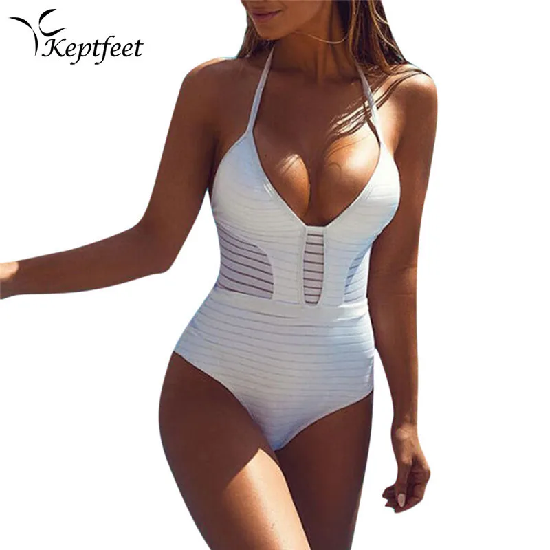 Women Sexy Hollow Monokini One Piece Bikini Bathing Suit Swimsuit Swimwear Halter Bandage Beachwear White Black Red 3 Colors | Спорт и