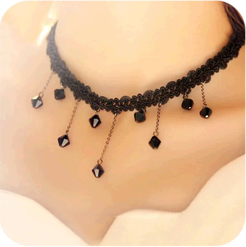 50% OFF! New arrival Punk Crystal pearl Lace Flower geometric enamel Collar Statement necklace pendant For women Christmas Gift | Украшения