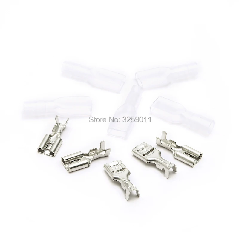 

100PCS Suyep 4.8mm Brass Boat Car Speaker Circuit Board Connector Crimp Terminal With Transparent Sheath DJ622-4.8
