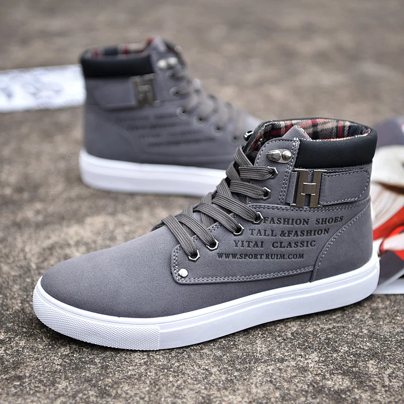 Hot Men Boots Fashion Warm Winter Men shoes Autumn Leather Footwear For Man New High Top Canvas Casual Shoes Men