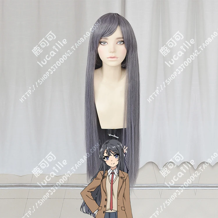 

Anime Seishun Buta Yarou wa Bunny Girl Senpai no Yume wo Minai Mai Sakurajima Wig Cosplay 100cm Synthetic Hair Wig + Wig Cap