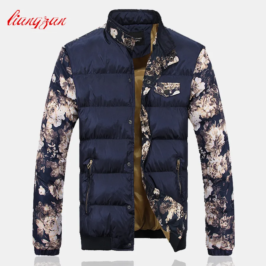 Мужские зимние хлопковые куртки и пальто теплые с воротником-стойкой брендовые