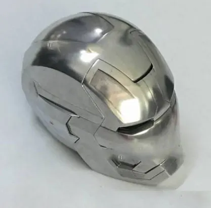 Manual polishing Высококачественный 1:1 масштаб Серебро Золото Битва Косплей Железный человек MK42 Tony Stark шлем из сплава светящиеся глаза электрическая ручная дополнительная игрушка - Цвет: Manual polishing