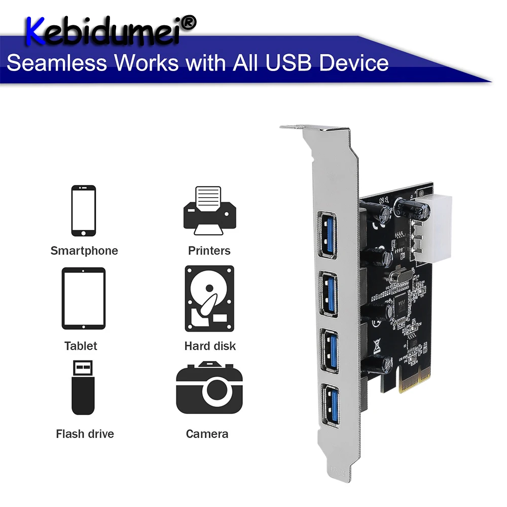 4 портовый концентратор USB 3 0 адаптер PCI E PCIe Express 1x4 порта контроллер USB|Платы
