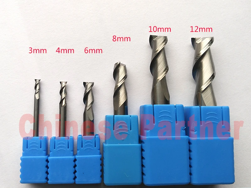 3 мм/4mm/6mm/8 мм/10 мм/12 мм HRC50 2 Флейта плоским endmill для Алюминий Спираль Бит фреза