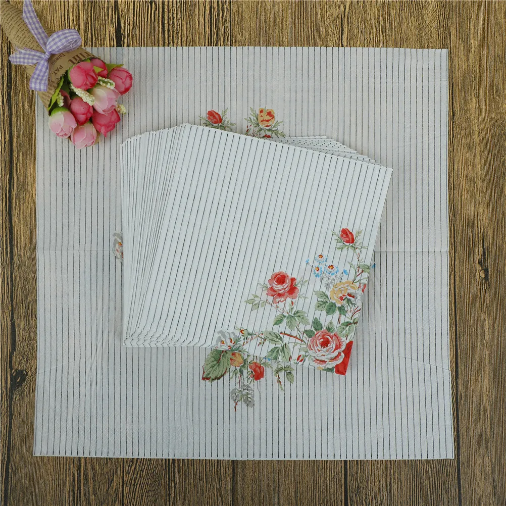 20 шт./упак./Лот бумажная салфетка с розовыми цветами для мероприятий и вечерние