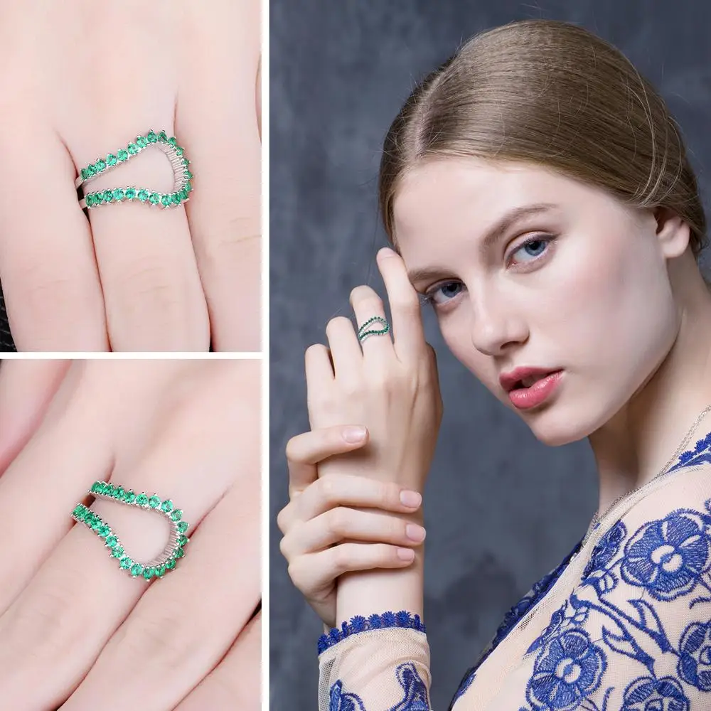 JewelPalace имитация Nano Изумрудное кольцо 925 пробы Серебряные кольца для Для женщин