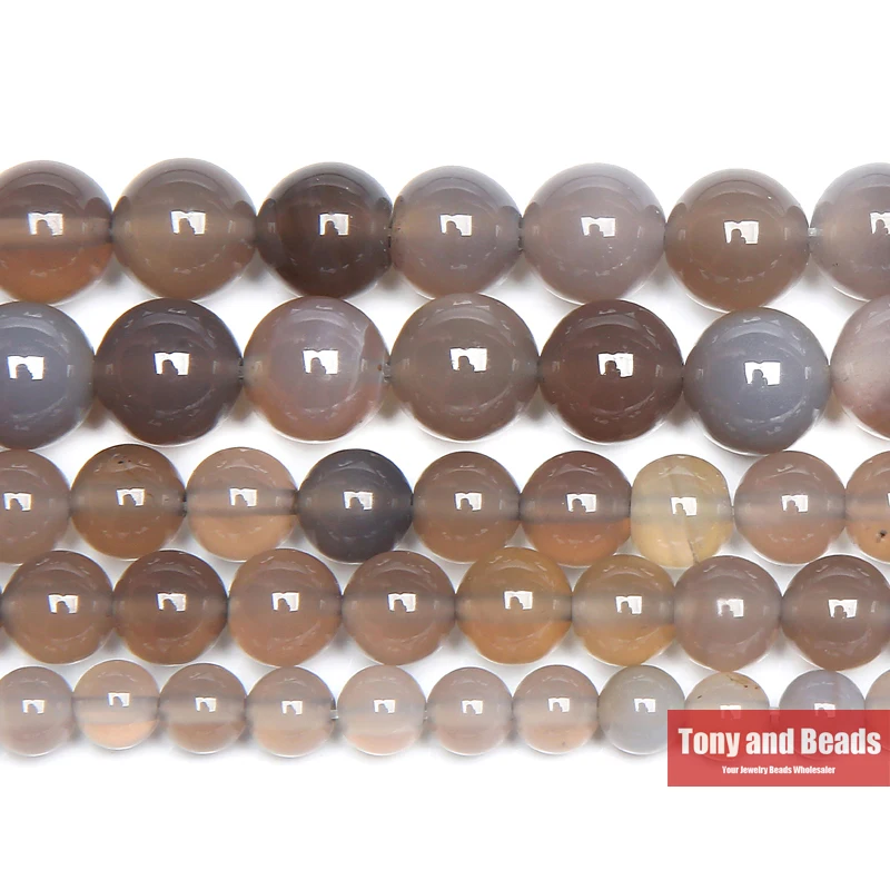 Круглые бусины из серых агатов незакрепленные ниток 15 дюймов нитка 6 8 10 12 мм